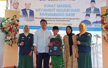 Prof Ridha Dharmajaya Kolaborasi PD Mathla’ul Anwar Kota Medan Gelar Khitanan Massal di Nur Ihsan Islamic Full Day School